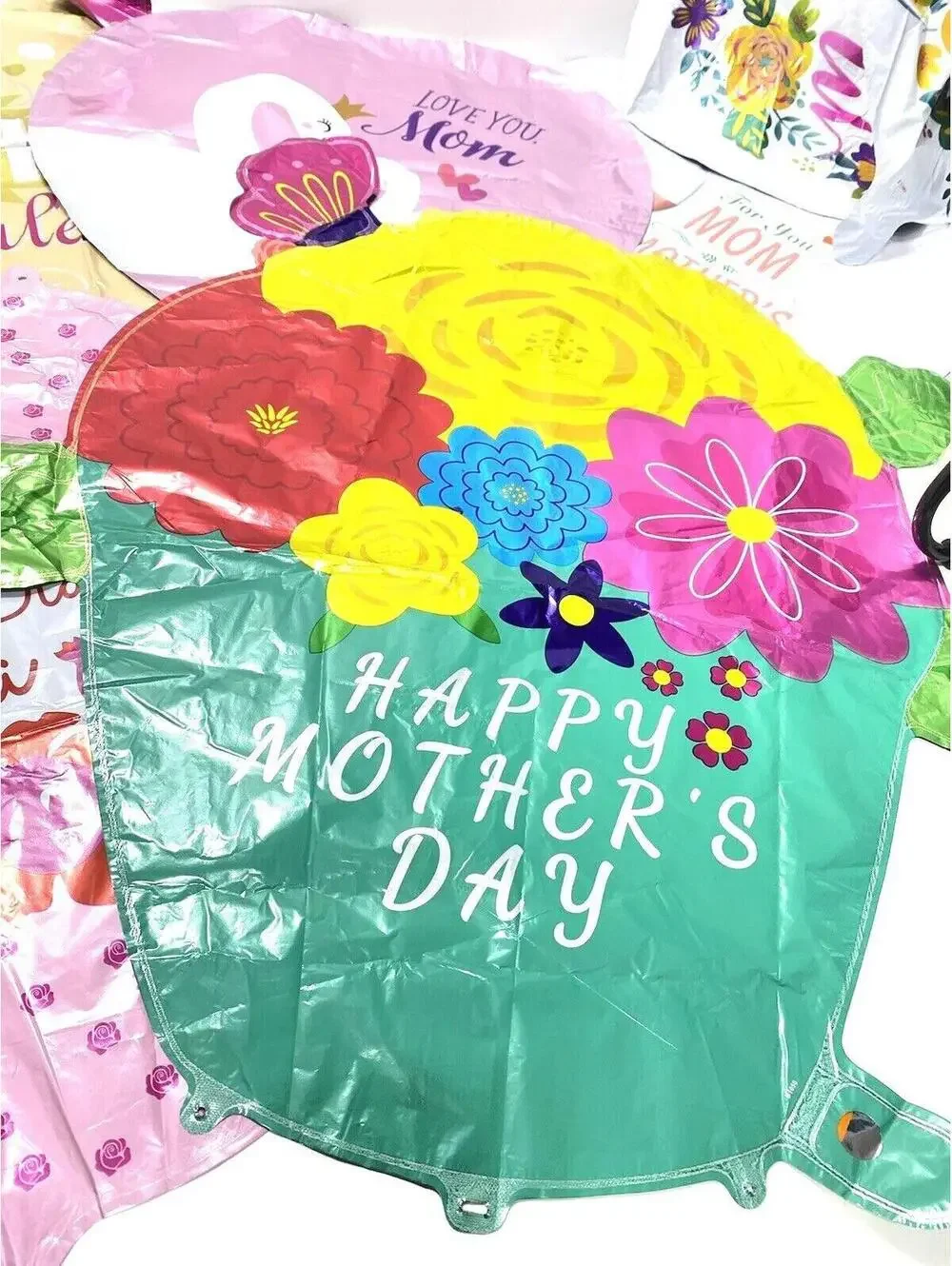 Happy Mothers Day Foil Balloons 7pc Set Heart Star Flower Decor New Celebration